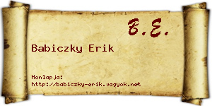 Babiczky Erik névjegykártya